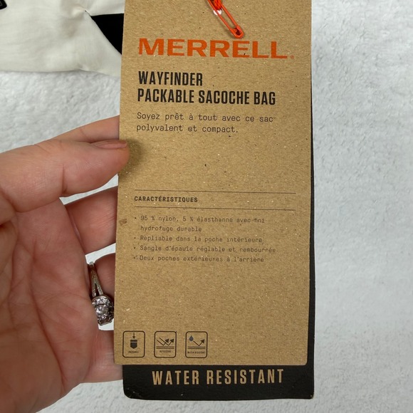 Merrell Wayfinder Packable Sacoche Bag White Black Water Resistant Crossbody - Picture 3 of 13